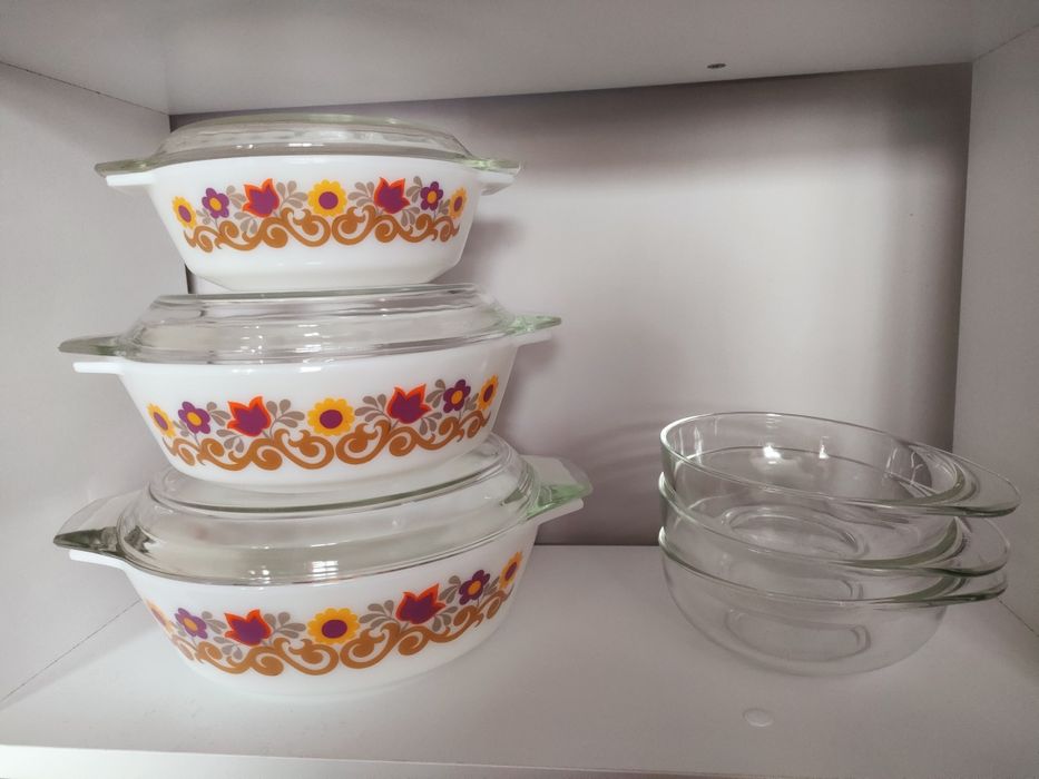JAJ Pyrex England Briarwood naczynia żaroodporne sygnowane