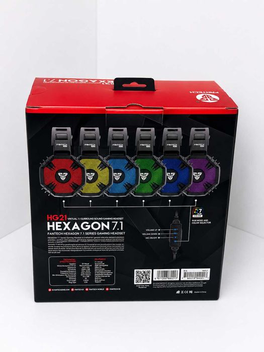 Fantech HG21 Hexagon 7.1 — Headset Gaming Virtual 7.1, RGB 7 Cores, Novo | Cancelamento de Ruído | Garantia