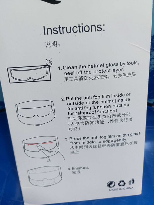 Película Anti Embaciamento para Capacete de Moto