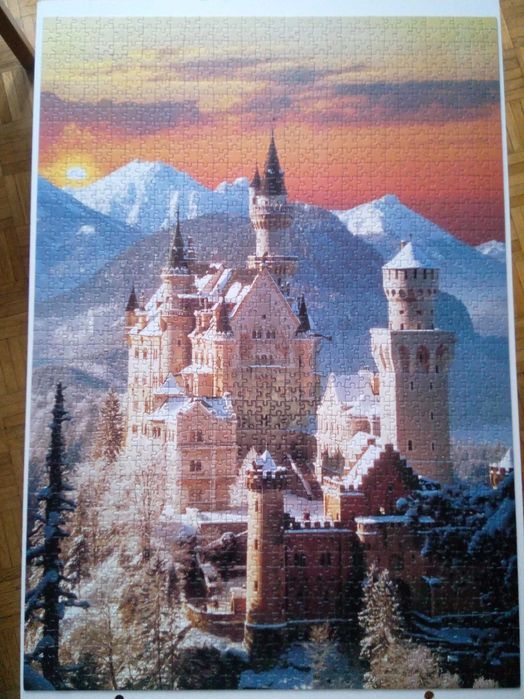 Puzzle 1500 Clementoni zamek Neuschwanstein zimą ułożone
