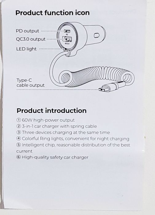 Ładowarka samochodowa szybka USB-C