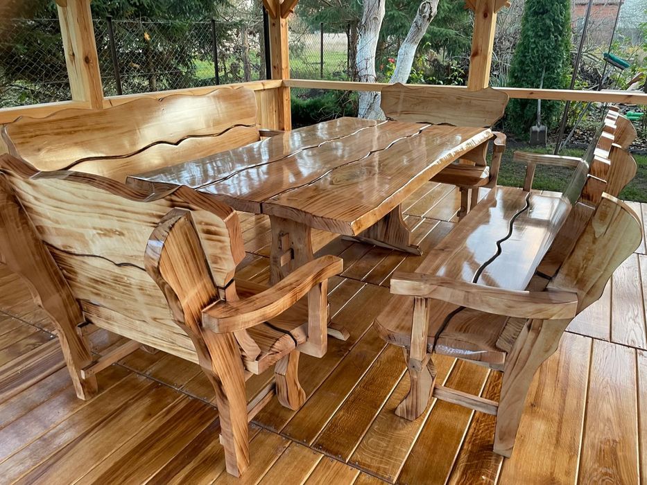 Meble ogrodowe stół ławki krzesła dla 10-12 osób altana parasol ogród