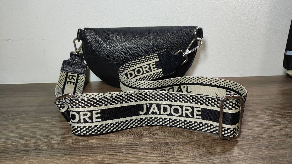 Сумка  Genuine Leather через плече з натуральної шкіри з текстильним ш