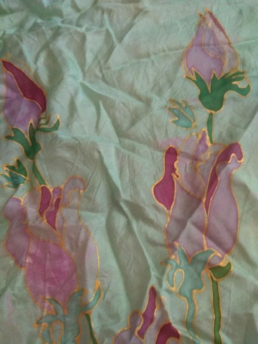 Vintage Ręcznie malowana chusta apaszka