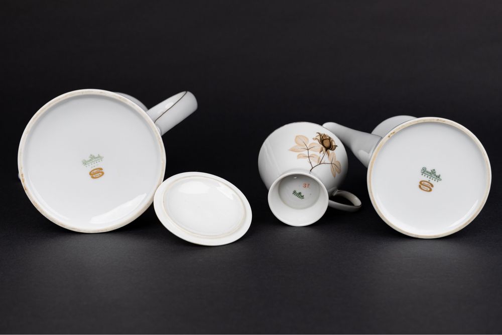 Rosenthal Form 2000 czarna róża dzbanek filiżanka komplet porcelana