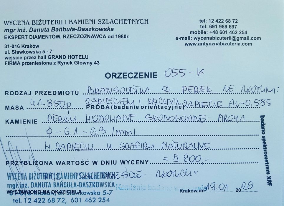 18cm Retro Bransoletka Złoto 585 Szafiry Perły Akoya WYCENA