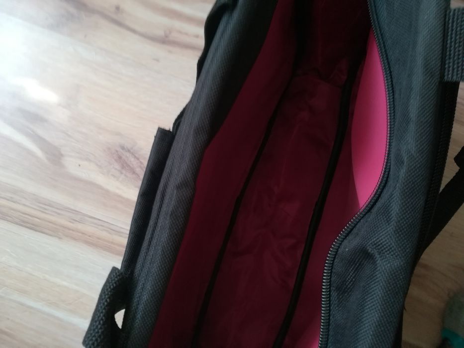 Torba Aktówka na laptopa i dokumenty, pojemna,JAK NOWA, Różowe wnętrze