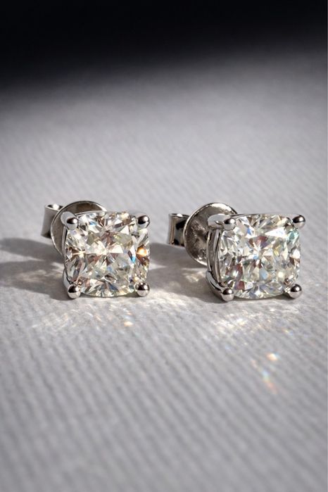Серьги с муассанитами 1 карат  серебро 925