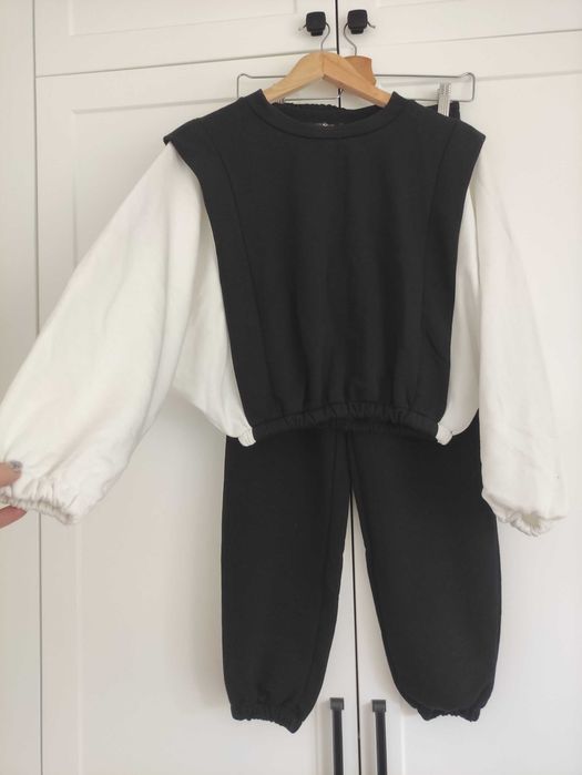 Dres komplet czarno biały S