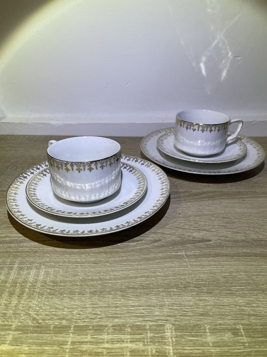 KPM Krister Waldenburg Silesia Wałbrzych Porcelana Antyk Stara Trio