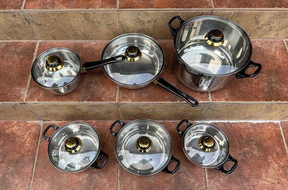 Набор кастрюль 6 в 1 / Каструлі набір 12 предметів Кастрюли нержавейка