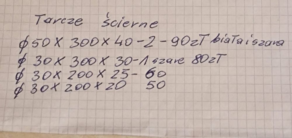 Tarcze ścierne różne.