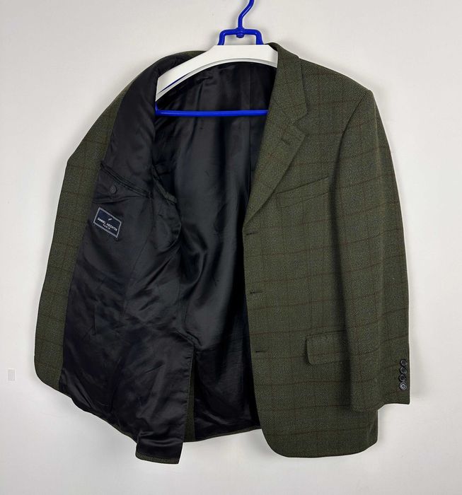 Marynarka wełniana DANIEL HECHTER PARIS Tweed krata casual country r. L