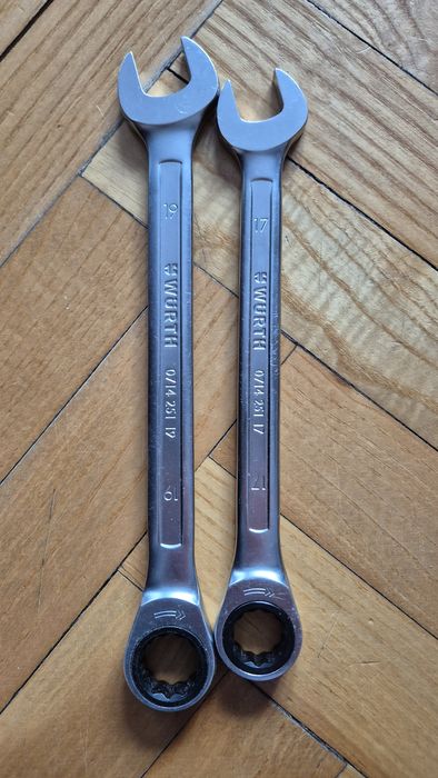 Klucze Wurth Zebra  płasko-oczkowe z grzechotką prosty SW 17 mm i 19m