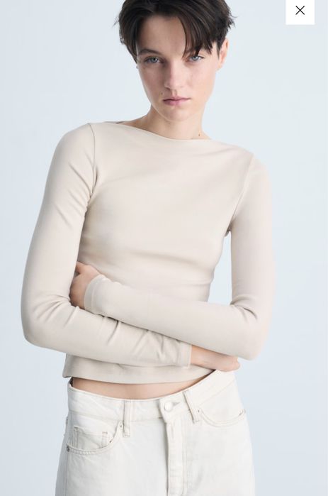 Лонгслів бавовняний бежевий водолазка гольф М розмір mango