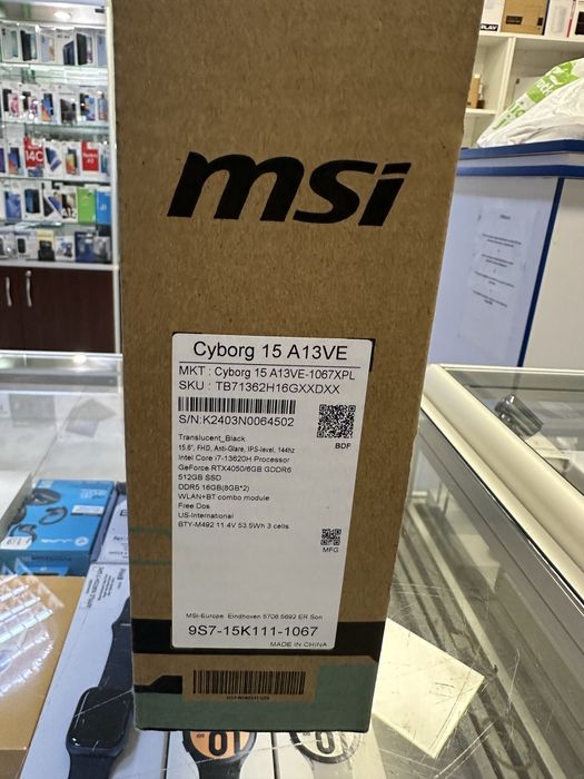 Nowy laptop gamingowy MSI Cyborg I7 13gen 1TB SSD RTX4050 Centrum Gsm