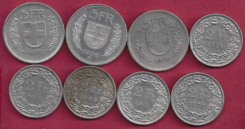 LOTE  de 18  Moedas  da  Suissa  Diversos Valores e datas