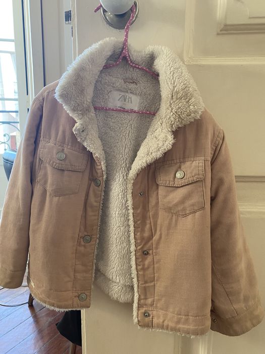 Casaco cor de rosa forrado a pelinho 4-5 anos