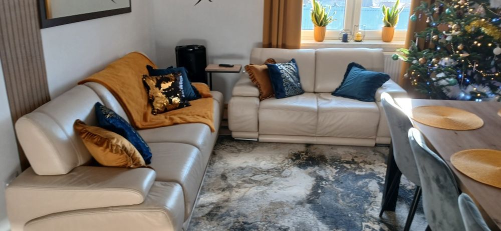 Zestaw kanapa sofa skóra narturalna