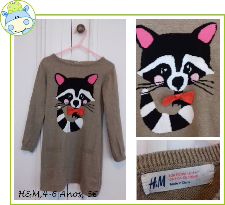 5-6Anos Menina Outono/Inverno - vestidos, camisas e sobretudos