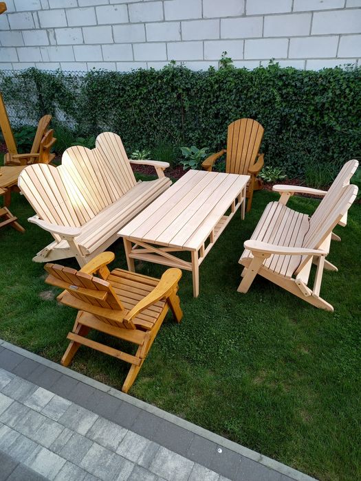 Krzesło, Fotel Adirondack 2-osobowy - drewniane, ogrodowe, taras