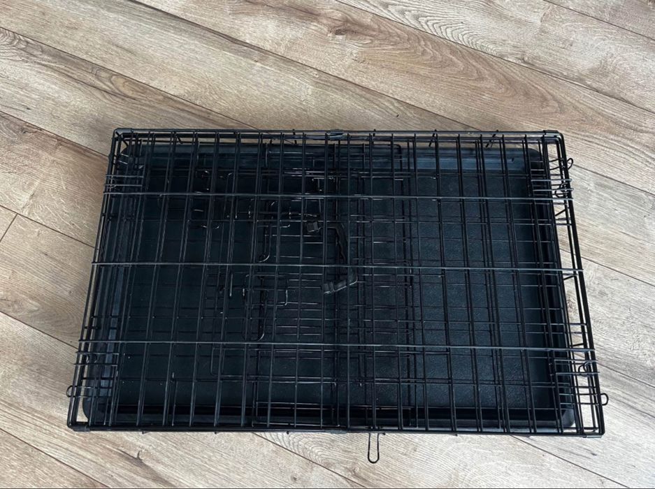 Klatka dla psa kota metalowa kojec kennelowa solidna 63CM czarna NOWA