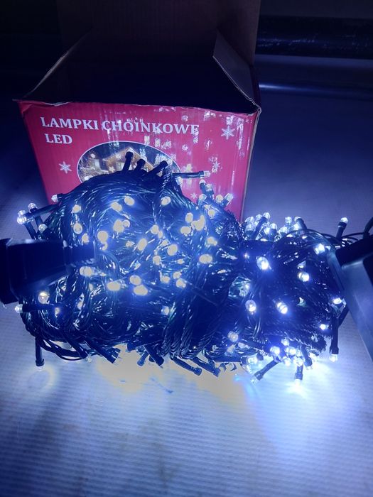 Lampki choinkowe 500 LED 32 metry zimny biały NA ZEWNĄTRZ IP44 Nowe