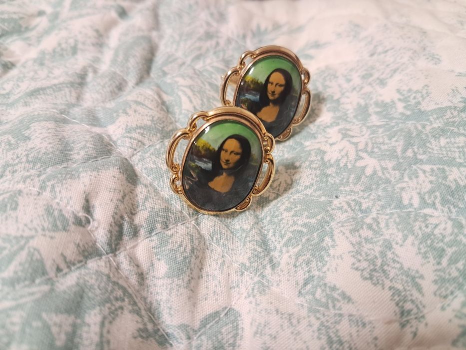 Запонки вінтажні в позолоті Мона Ліза