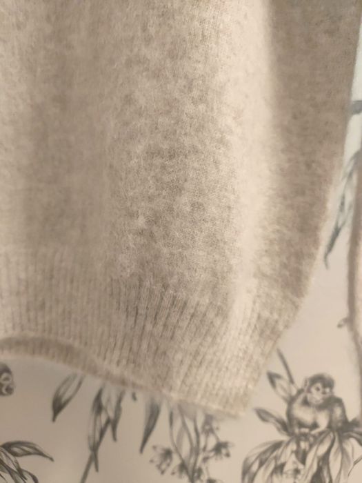 Golf Sweter Kaszmir Jasny Taupe Beżowy M