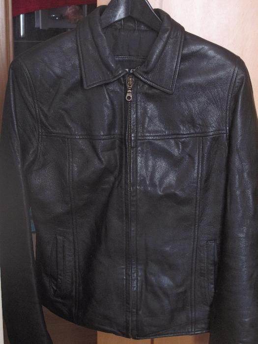 Blusão pele preta p/ senhora