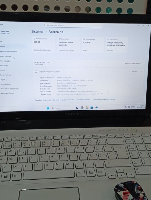 Portátil Sony Vaio Windows 11 pro e carregador