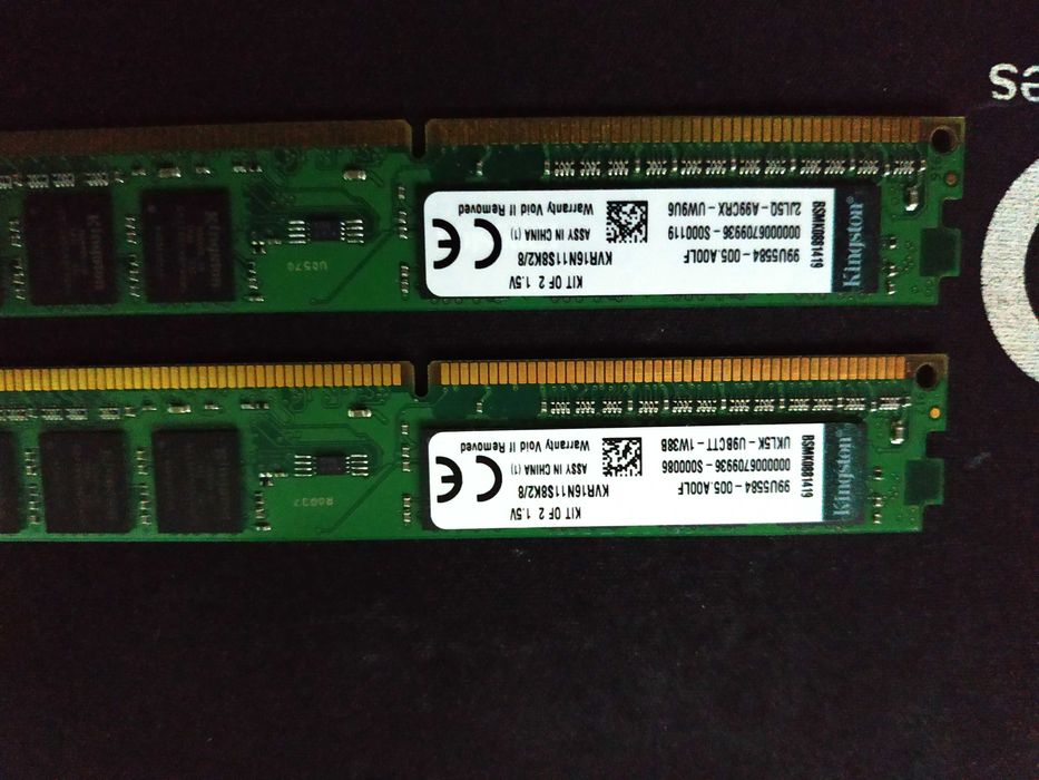 оперативка 8Gb Kingston DDR3 1600Mhz 4+4