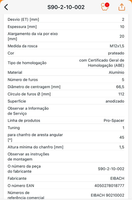 Alargadores 10mm Eibach