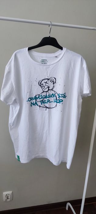 Biały T-shirt męski XL "Obraziłem się na Hip-hop"