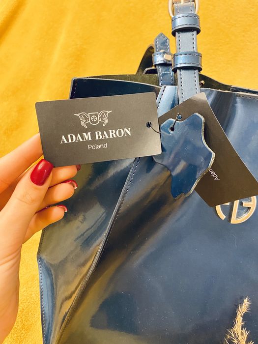 Nowa oryginalna niebieska metaliczna torebka Adama Barona
