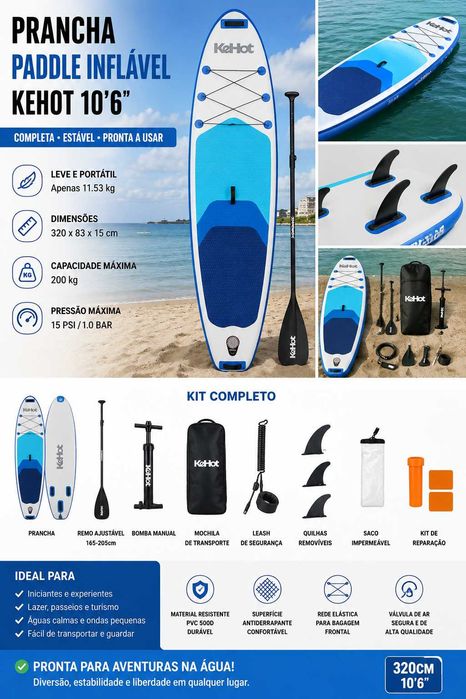 Prancha de Stand Up Paddle KEHOT 10'6" (320 cm) – Nova