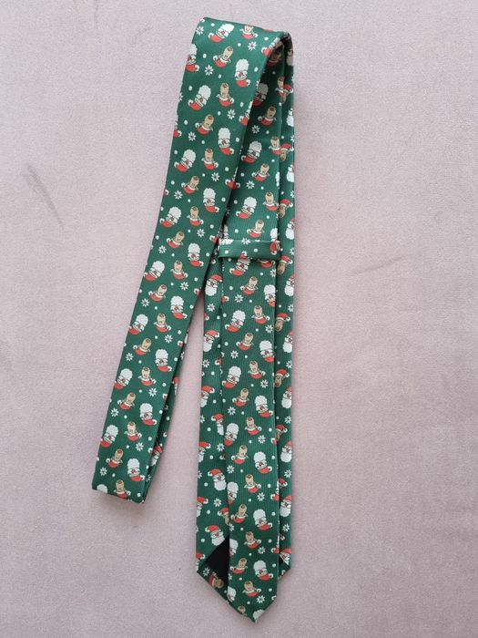 Męski krawat we wzorki ze św Mikołajem SANTA