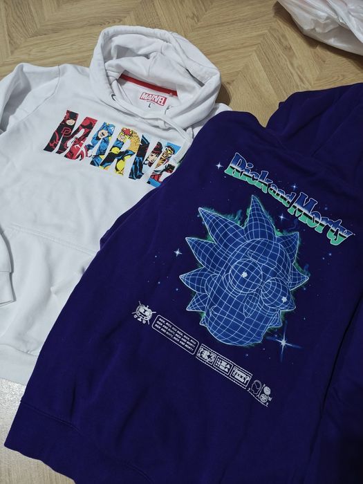 Dwie bluzy męskie z kapturem Marvel, Ricky and  Morty