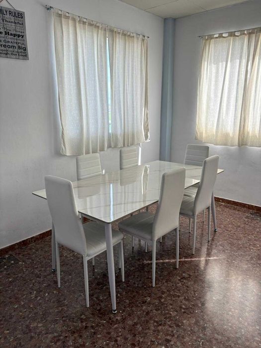 mesa em vidro + 6 cadeiras - envio gratis
