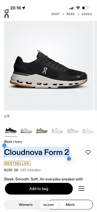 Мужские кроссовки On Cloud Cloudnova Form 2