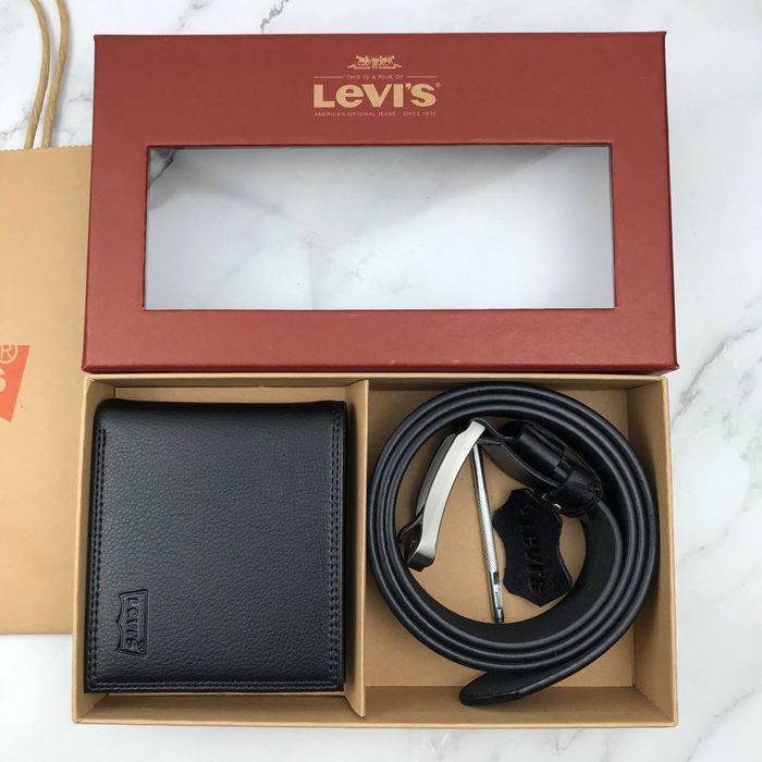 Чоловічий ремінь та гаманець набір levise ремень и кошелек