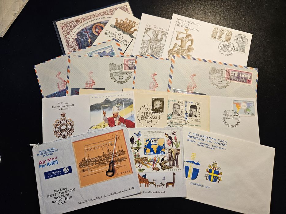 Zestaw całości, FDC, całostek. Znaczki