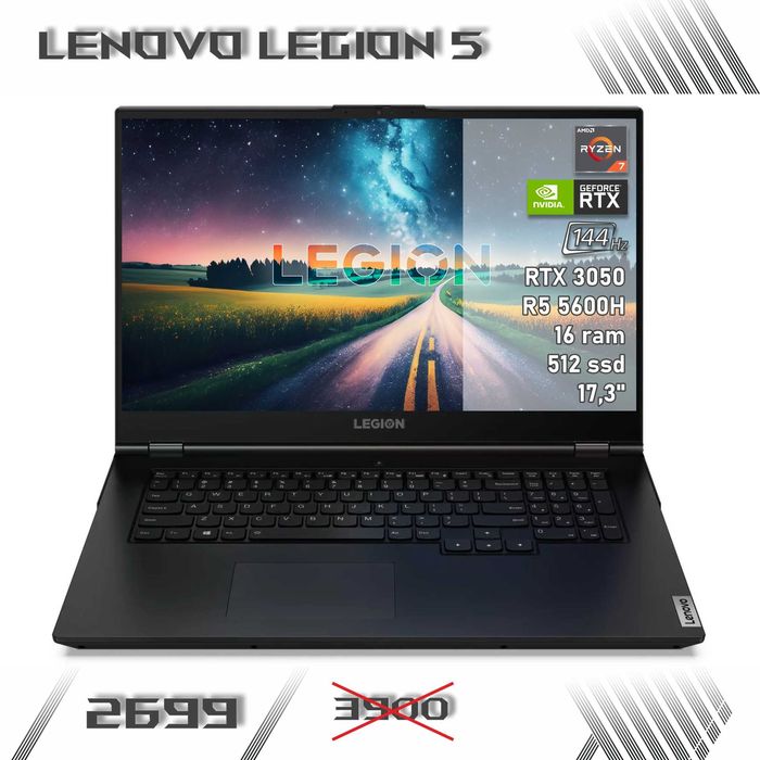 LAPTOP GAMINGOWY Lenovo Legion RTX 3050 Ryzen 5 5600H 144hz