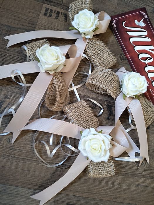 Dekoracja do auta slub 4 klamki i tablice