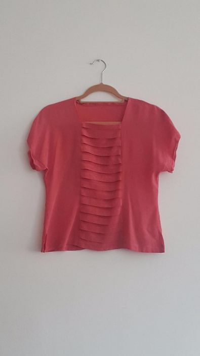 Koszulka jedwabna różowa delikatny przyjemny materiał mgiełka handmade
