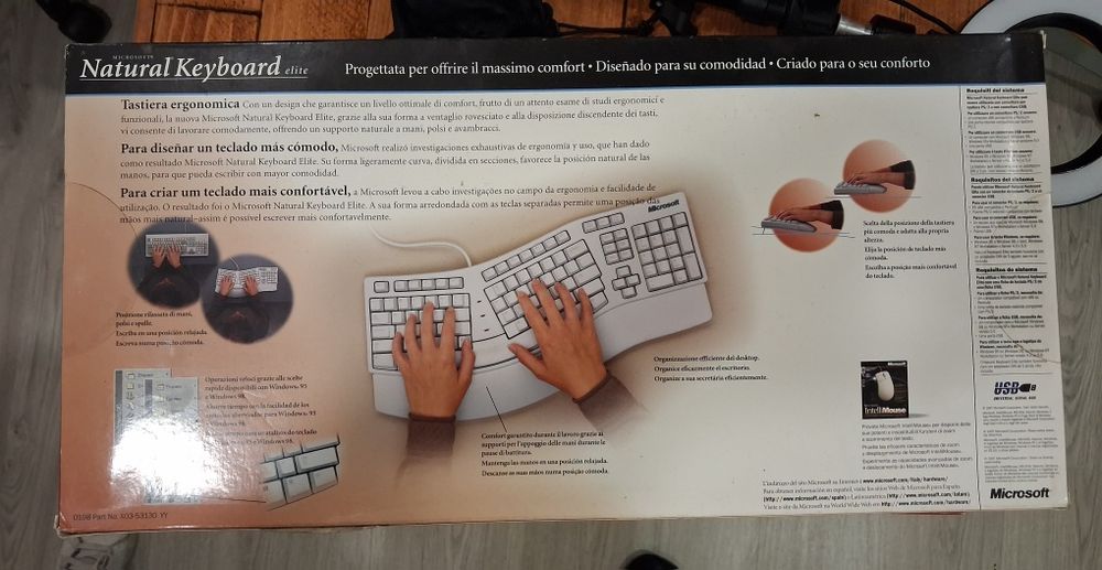 Teclado Ergonómico Vintage Microsoft Natural Keyboard Elite (Novo e
