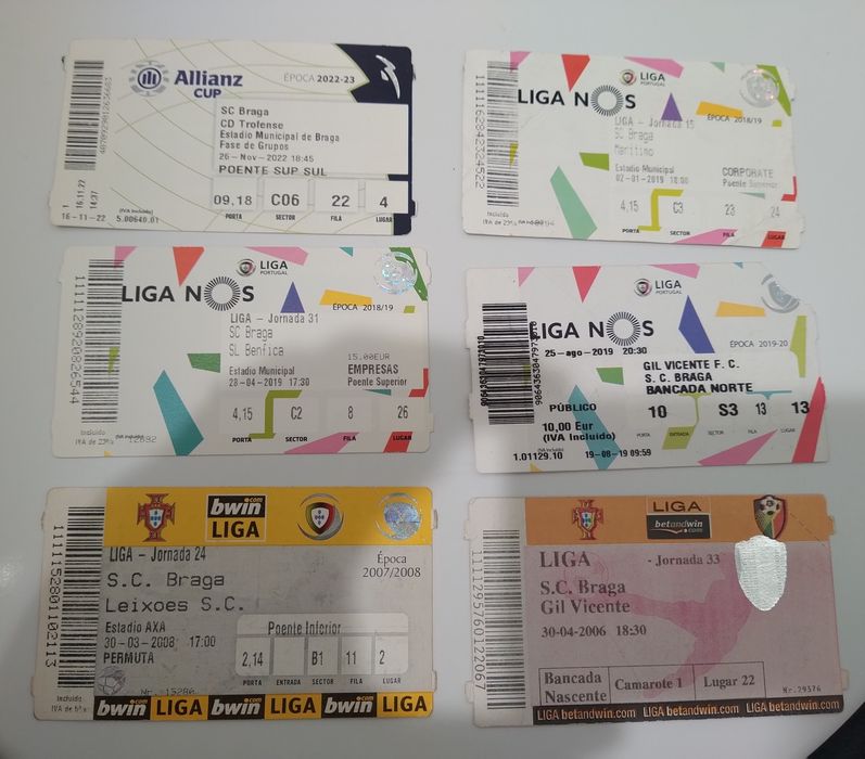 Bilhetes jogos SC Braga