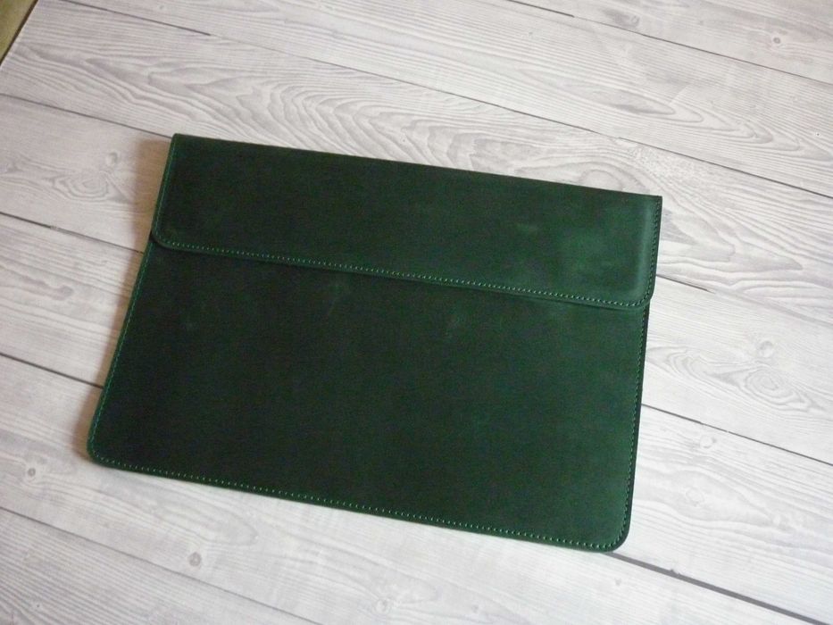 Шкіряний Чохол-Конверт на Магнітах для MACBOOK 13 ЗЕЛЕНИЙ CRAZY HORSE