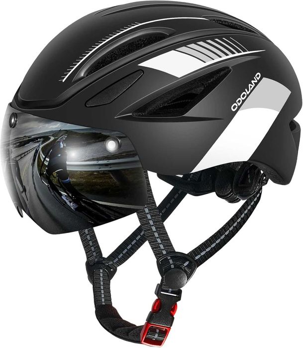 Lekki Kask Rowerowy Z Wizjerem Magnetycznym Mtb Uniwersalny M/L 58-62