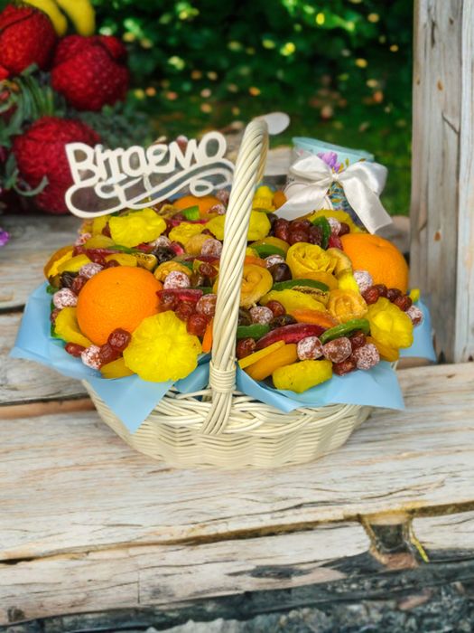 Букет сухофруктів | Подарунок із сухофруктів | Букет у корзині